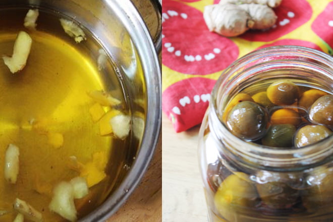 Cách làm nước sấu ngâm đường gừng bằng vôi trong