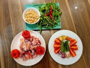 nấu lẩu gà rượu nếp